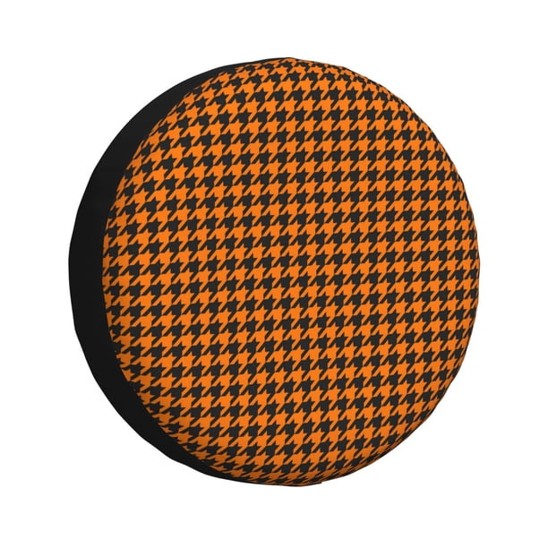 Balery Black And Orange Houndstooth Cubiertas para Neumáticos - Protector Resistente para Neumáticos de Camioneta, SUV, Remolque, Camper y RV-14 inch