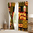 thumbnail image 3 of jejeloiu Movie Time Curtains Pack of 2 (42x84 Each),Vintage Cinema Ticket Curtains Blackout,Yellow Popcorn Bedroom Curtains For Girls Boys,Luxury Bedroom Decor, 3 of 6