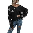 thumbnail image 3 of Aayomet Cardigan For Women Lightweight Women's Fashion Long Sleeve Striped Color Block Knitted Sweater Crew Neck Loose Pullover Jumper Tops,Black S-XXL, 3 of 5