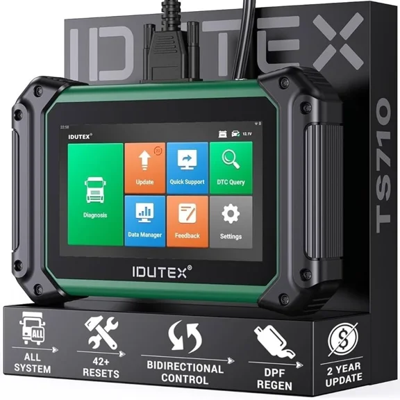 IDUTEX Heavy Duty Truck Scanner, Diesel Bidirectional Diagnostic Scan Tool with 42  Reset, Full System OBD2 Scanner, Truck & Commercial Vehicle Code Reader, DPF Regen, 2 Years Free Update