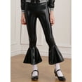 thumbnail image 3 of Manyakai Kids Girls Shiny Metallic High Waisted Flare Pants Bell Bottom Leggings Hip Hop Jazz Disco Black 6, 3 of 7