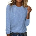 thumbnail image 1 of WTXUE T-Shirts Manches Longues, Col Rond pour Femmes Automne Hiver T-Shirt Rayé Décontracté Bleu/rayé m, 1 of 5