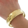 thumbnail image 3 of Bangle Dual Textured Striped Gold Tone Wide Statement Bracelet 2.63" Diameter Ladies Adult Female, 3 of 3