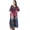 Pink, variant on RADANYA Womens Long Cool Kaftans Butterfly Print with Waist Tie Cerise