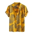 thumbnail image 3 of Mens Fashion Casual Buttons Maple Leaf Print Turndown Short Sleeve Shirt, 3 of 5