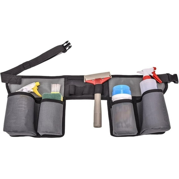 Cleaning Tool Belt, Adjustable Cleaning Bottle Holster Belt, Window Cleaning Belt, Tool Storage Belt With 4 Pockets for Housekeeping Cleaning Caddy, Waist Tools Bag Belt House Cleaning Supplies