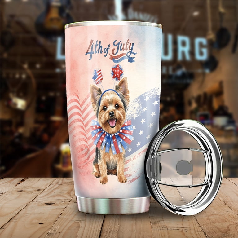 E&S Pets Yorkshire Terrier Stainless Steel Tumbler, 20 oz  Yorkie Parti  Stainless Steel 16 oz  Tumbler, Blue display picture 1