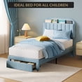 thumbnail image 3 of Eastvita Twin-Size Upholstered Platform Bed Frame with Large Storage Drawer/Bookcase Headboard - Easy to Assemble/Noise-Free/No Box Spring Needed/Light Blue, 3 of 6