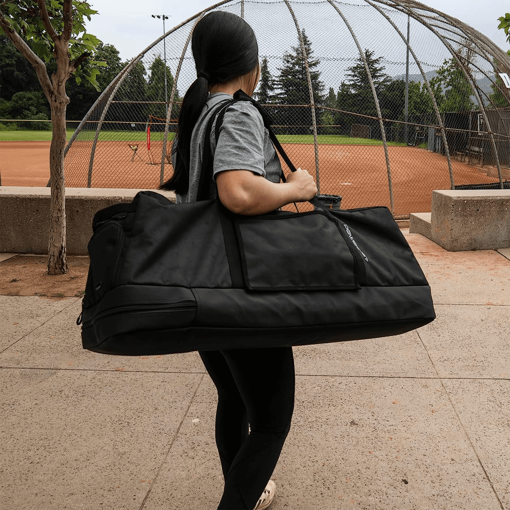 PowerNet Pro Bat Duffle, Softball Baseball Duffle Bag with Removable Bat Rack, Padded Bat Compartment Fits 34 Inch Bats, Baseball Gear Bag, Hook Baseball Bat Bag to Fence