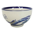 thumbnail image 5 of Pack Of 4 Blue Japanese Hokusai Great Wave Design Ceramic Thick Rice Bowls 4.5"D, 5 of 9