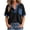 Black, variant on Denim Patchwork Shirts for Women Trendy Color Block Summer Short Sleeve Half Snap Button Down V Neck Henley Tunic Blouse Loose Fit Cotton Tees Tops with Pockets