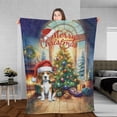 thumbnail image 3 of Merry Christmas Beagle Santa Hat Xmas Tree Winter Holiday Cozy Fleece Blanket Beagles Dog Lover Gifts Idea Warm Soft Throw Blanket - 01013, 3 of 5