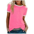 thumbnail image 2 of Qtocio Hauts Grande Taille pour Femmes, T-Shirts à Manches Courtes Col Rond Couleur Unie Décontractés, T-Shirts d'Été Confortables et Amples pour Dames, 2 of 4