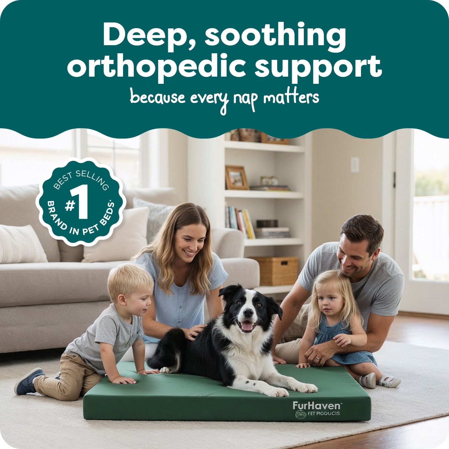 Large Furhaven Logo Indoor/Outdoor Deluxe Orthopedic Dog Bed