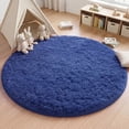 thumbnail image 3 of Nefoso 4ft x 4ft Round Area Rug, Soft Fluffy Circle Rug Shag Round Rugs for Living Room Bedroom Indoor Home Decor, Blue, 3 of 11