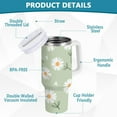thumbnail image 4 of Daisy Flower Tumbler Handle Lid and Straw Hearts Green Water Bottle Stainless Steel Coffee Travel Tumbler Mug Cup Gifts for Men Women 40oz, 4 of 6