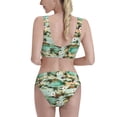 thumbnail image 3 of Picia Colorful Hawaii Palms Women's High Waisted Bikini Scoop Neck Swimsuit Two Pieces Bathing Suit-Large, 3 of 8
