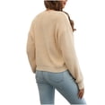 thumbnail image 4 of VEKDONE Cardigan Sweaters For Women Color Blocked Cable Knit V Neck Long Sleeve Button Fall Winter Cropped Jacket Beige L, 4 of 4