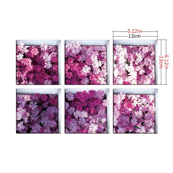COSMOBETTY 6 Pcs 3D Bathtub Stickers Non Slip for Bathtub Decals Square Shape Purple Color Bathroom Decor
