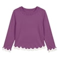 thumbnail image 2 of YUANxueke Girls Modal Long Sleeve Shirts Casual Summer Lightweight Shirts School Comfy Basic Crewneck Tops for 1-10 Years, 2 of 6