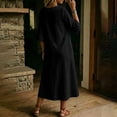 thumbnail image 6 of Dvprdro Ruffle Collar 3/4 Sleeve A Line Midi Dress for Women Loose Fit Solid Color Casual Summer, 6 of 8