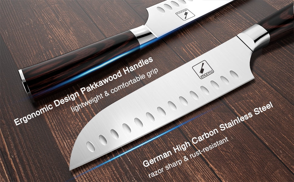 Santoku Knife - imarku 7 inch Kitchen Knife Ultra Sharp Asian Knife Japanese Chef Knife - German HC Stainless Steel 7Cr17Mov - Ergonomic Pakkawood Handle,Fathers Day Gifts