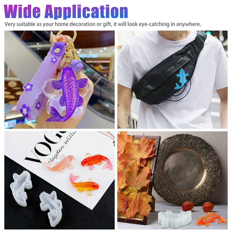 3pcs Koi Fish Epoxy Silicone Resin Molds, EEEkit Goldfish Fondant Silicone Moulds, 3D Realistic Shaped Carp Fish Sugar Craft Silicone Mold with 12