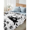 thumbnail image 5 of Full Flat Sheet 81"x96", Vintage Flowers Soft Lightweight Bedding Flat Sheets Only, Black White Farmhouse Floral Plants Brushed Microfiber Top Bed Sheet, Breathable StainResistant Bedsheets, 5 of 9