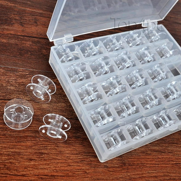 Sewing Machine Spools with Storage Case 25 Clear, Universal Pieces