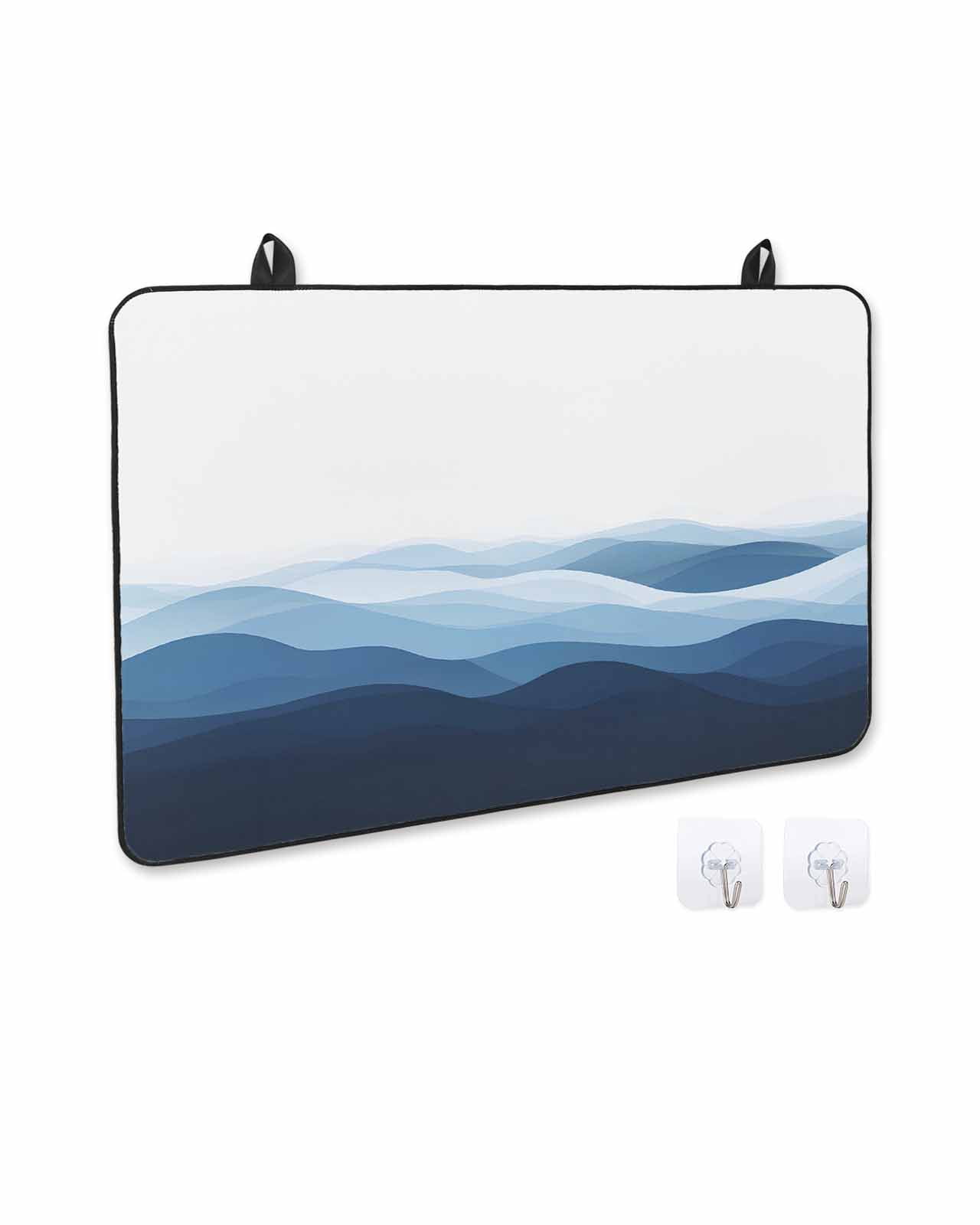 nqOlkjepod Large Induction Cooktop Protector Mat 36"x21", Blue Ombre Stove Top Covers for Electric Stove, Summer Minimalist Ocean Waves Decorative Stove Burner Cover Mats, Glass Top Stove Cover