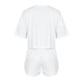 thumbnail image 3 of Jamicy Women's Pajamas Set Solid Color Casual Sleepwear Tee Shirts and Shorts Side Slit Crewneck Loungewear Two-Piece Set for Home Wear, 3 of 9