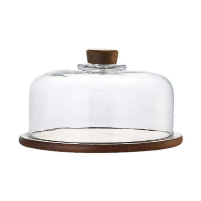 Servidor redondo de madera para postres con bandeja para servir, almacenamiento multifuncional para quesos 29.5x17.5cm