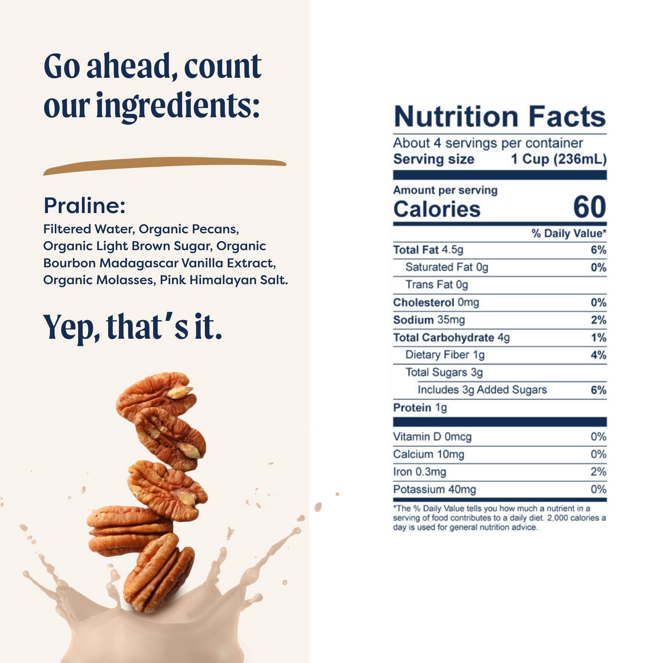 Pecana USDA Organic Praline Pecan Milk 32 fl oz Shelf-Stable Carton