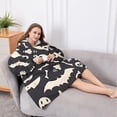 thumbnail image 5 of Oversized Wearable Blanket Hoodie,Spooky Halloween Icons Pattern Sherpa Blanket Hoodie with Super Pockets,Super Warm Fuzzy Pullover for Women & Men, 5 of 6