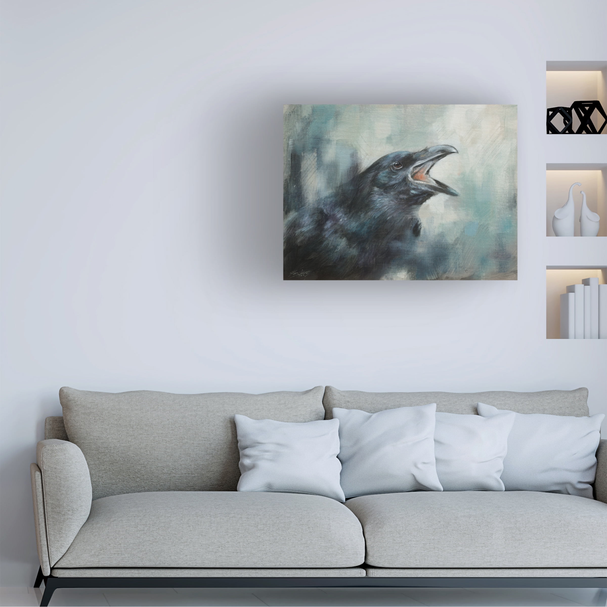 Canvas Wall Art - John Silver 'Raven 2' Wall Art for Living Room, Bedroom, or Office DÃ©cor by Trademark Fine Art - 24 x 18 Inches