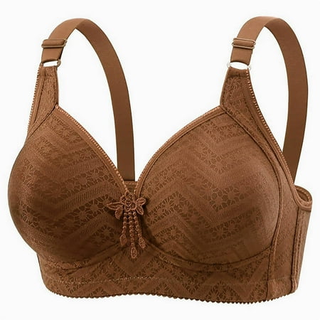 Wireless Bras Plus Size  Xunlbb Women s Plus Size Middle-aged And Elderly Mother Thin Underwear With Gathered Upper Support Sagging Adjustment Type No Steel Ring Bra(Brown XL)