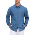 thumbnail image 5 of Men's Casual Chest Pocket Long Sleeve Button Down Outdoor Denim Shirt M Light Blue, 5 of 6
