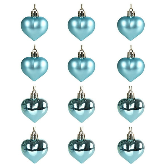 Heart-Shaped Christmas Baubles, 12 Pcs Holiday Tree Ornaments, Valentine And Wedding Decorations, Festive Love-Themed Hanging Accessories