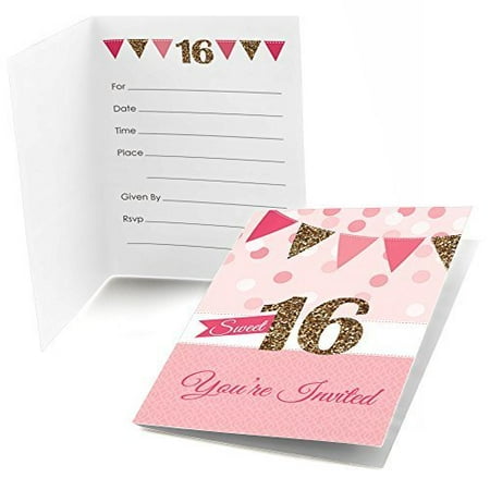 sweet 16 fill in birthday party invitations 8 count walmart com