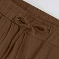 thumbnail image 6 of Brown Linen Pants Women's Corduroy Pants Summer Wide Leg Pants Solid Casual Linen Drawstring Cropped Pants with Pockets Pants for Women, 6 of 6
