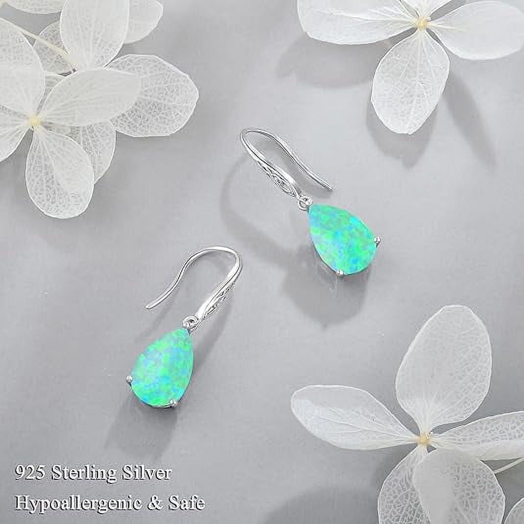 Opal Earrings 925 Sterling Silver Celtic Knot Hook Teardrop Earring 8X12mm Solitaire Gemstone October Birthstone Jewelry Gift for Women
