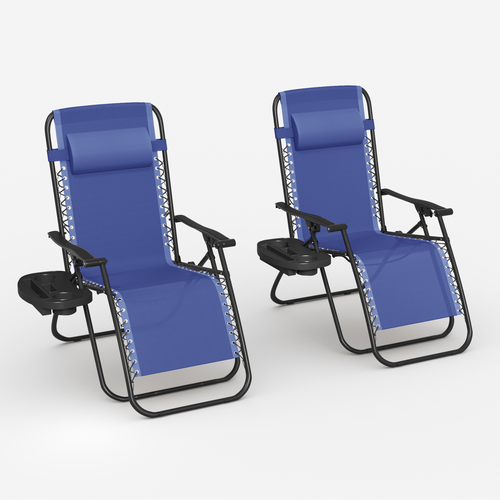 Lacoo 2 Pack Utility Tray Steel Zero-Gravity Chair - Blue - image 5 of 7
