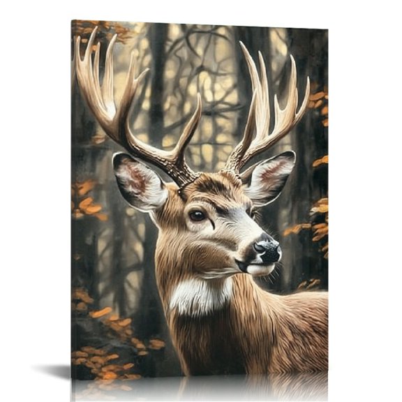 Creowell Deer Antlers Canvas Wall Art Decor for Home Living Room Bedroom Office, Perfect Gift for Various Occasions, Easy to Hang and Waterproof, 12x16/16x20 Inches 12x16in