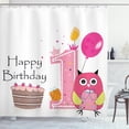 thumbnail image 1 of Ambesonne Cartoon Shower Curtain, First Birthday Cake, 69"Wx84"L, Brown Hot Pink and Pink, 1 of 3