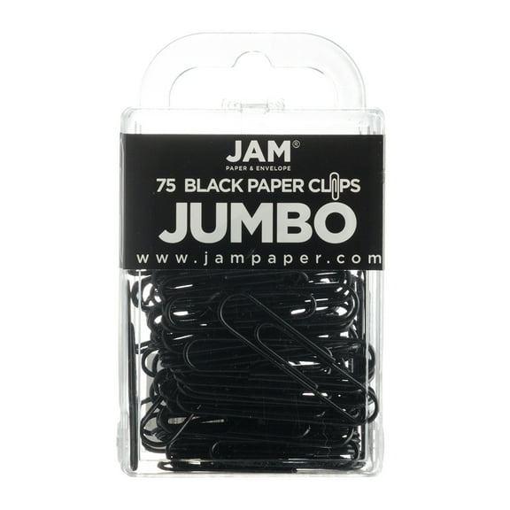 JAM Paper Jumbo Paper Clips, Black, 75/Pack, Large