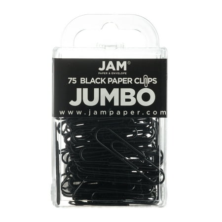 JAM Paper Jumbo Paper Clips, Black, 75/Pack, Large