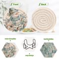 thumbnail image 3 of 6 Pcs Drink Coasters with Holder 3.94in Woven Coasters for Drinks Snowman with Flowers Bird Coaster Set for Protection Table, 3 of 7