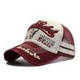 thumbnail image 2 of New Washed Mesh Baseball Cap for Men Spring Summer Fashion Bull Head Pattern Letter Embroidery Duckbill Cap Mesh Hat, 2 of 5