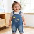 thumbnail image 2 of Bainana Baby Girls Summer Denim Romper Cartoon Print Sleeveless Suspender Overalls Jumpsuit Lightweight Leisure Baby Toddler Casual Dailywear Blue Size 9-12 Months, 2 of 9