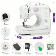 Portable Electric Sewing Machine Professional, Mini Sewing Machine For Beginners, Built-In 12 Sewing Patterns, Easy To Operate, Lightweight And Portable, Dual Power Modes, Reverse Sewing, Suitable Fo
